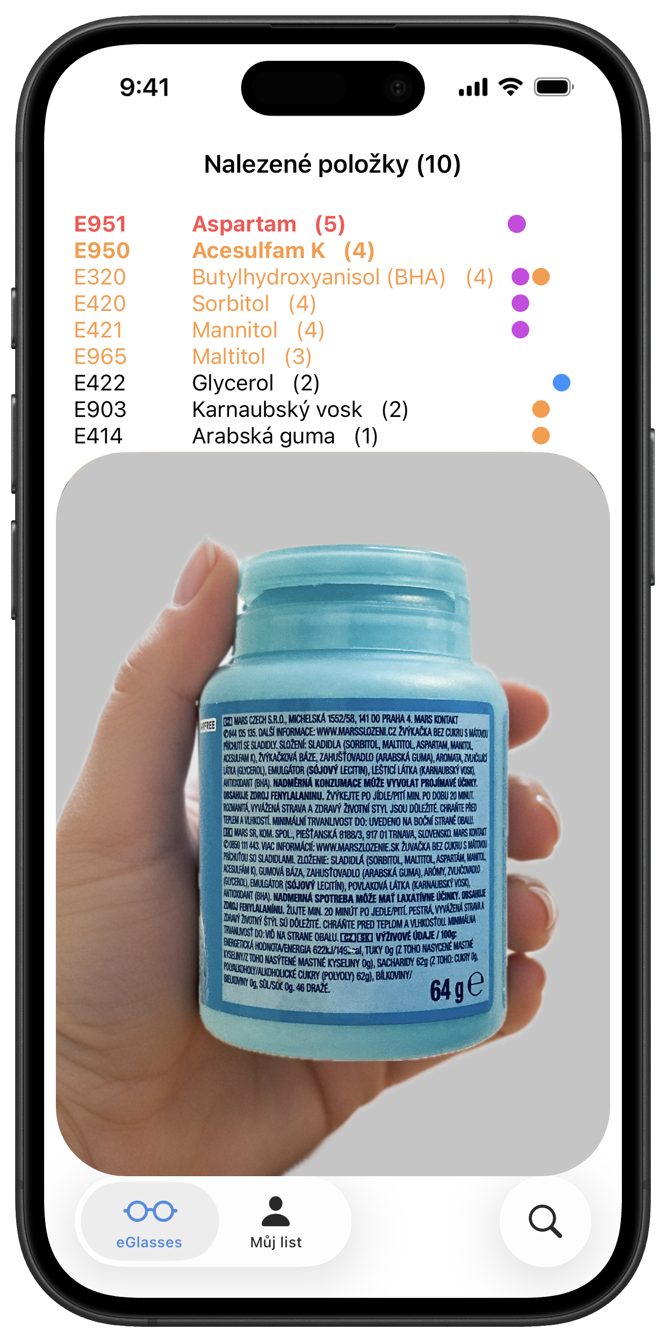 Live food label scanning in the grocery store.