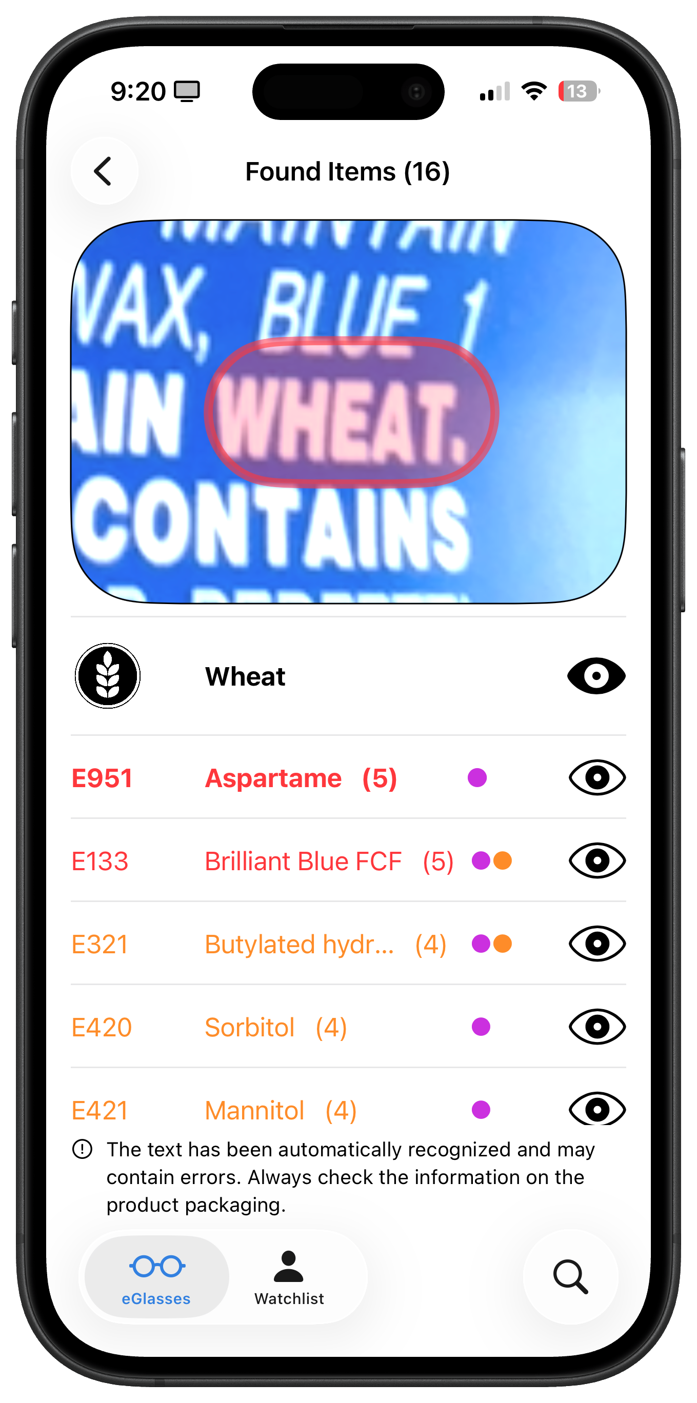 Real spot of scanned text: Wheat.
