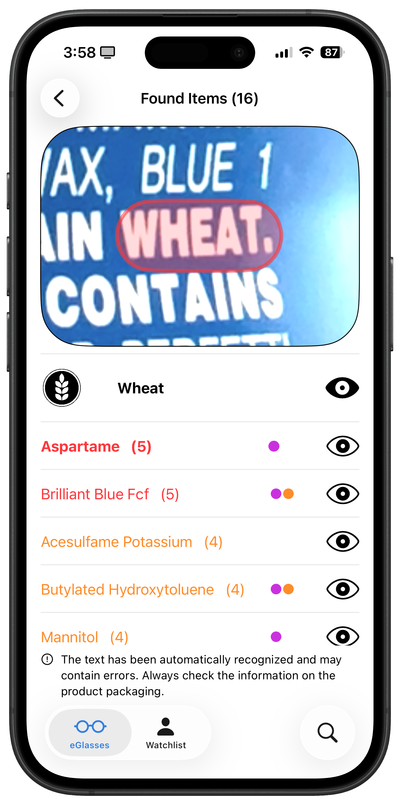 Real spot of scanned text: Wheat.