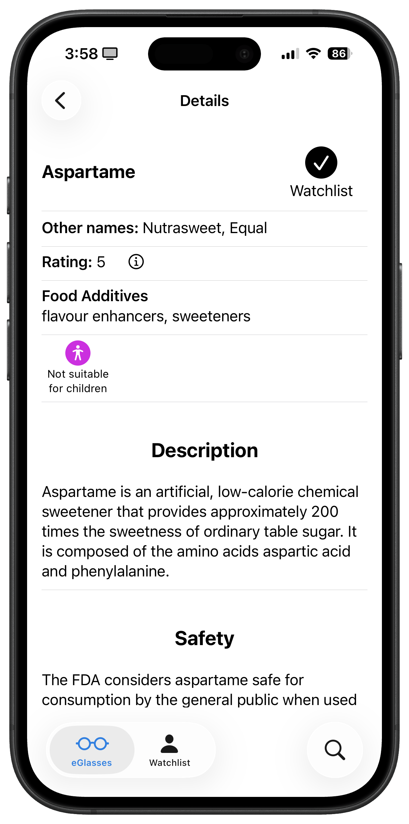 Description of Aspartame.